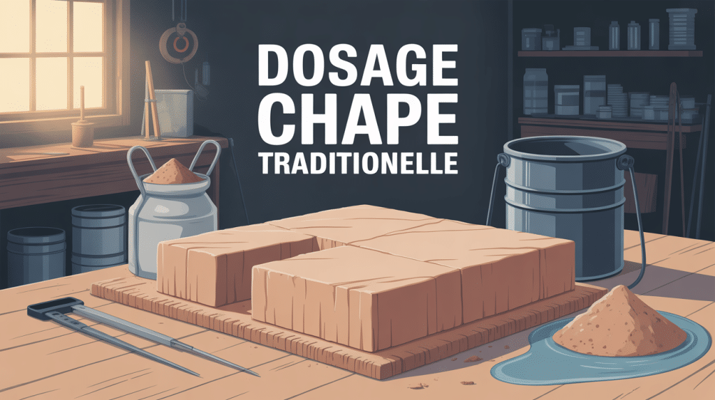 illustration chape traditionnelle dosage bétonnière sable ciment atelier