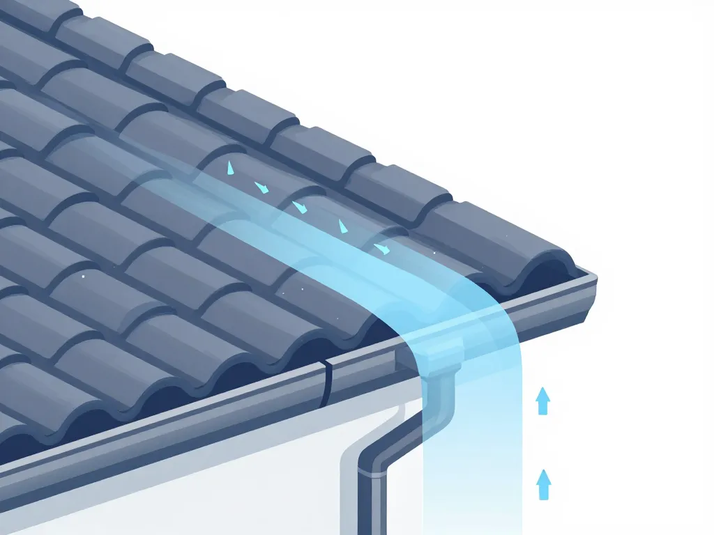 distance entre tuiles et gouttière schéma évacuation eau