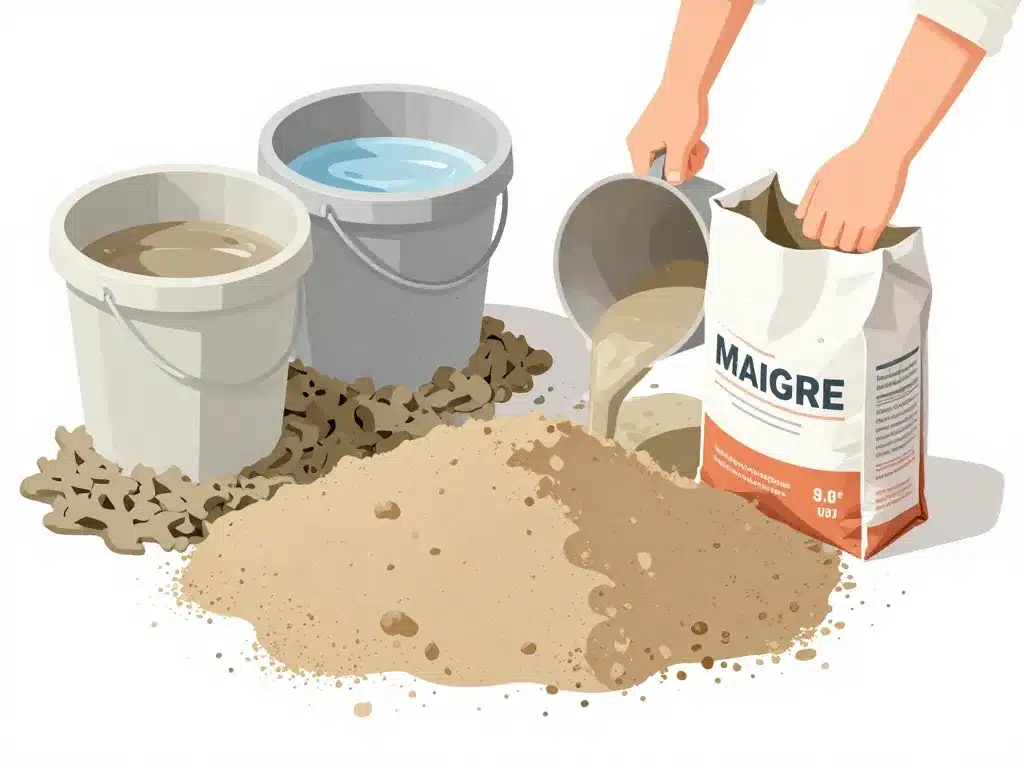 illustration proportions dosage chape maigre sable ciment eau