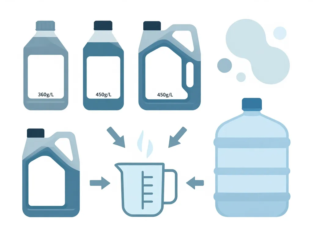 Diagramme dosage glyphosate pour 5 l d'eau bouteille mesure