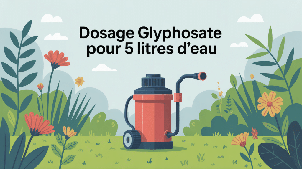 Illustration dosage glyphosate pour 5 l d'eau avec pulvérisateur