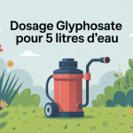 Illustration dosage glyphosate pour 5 l d'eau avec pulvérisateur