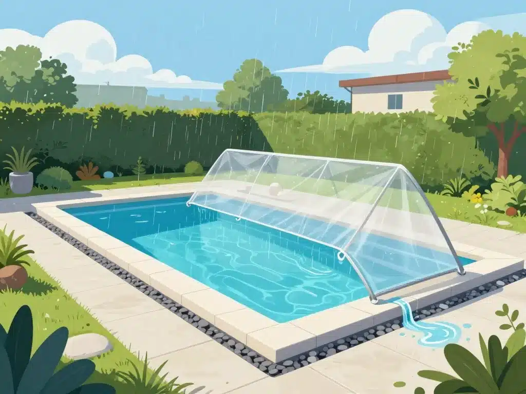 illustration couverture et protection eau de pluie pour piscine