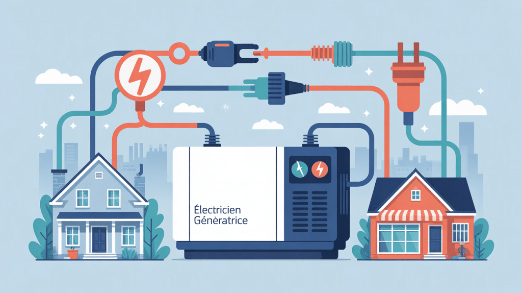electricien generatrice illustration vectorielle maison et commerce