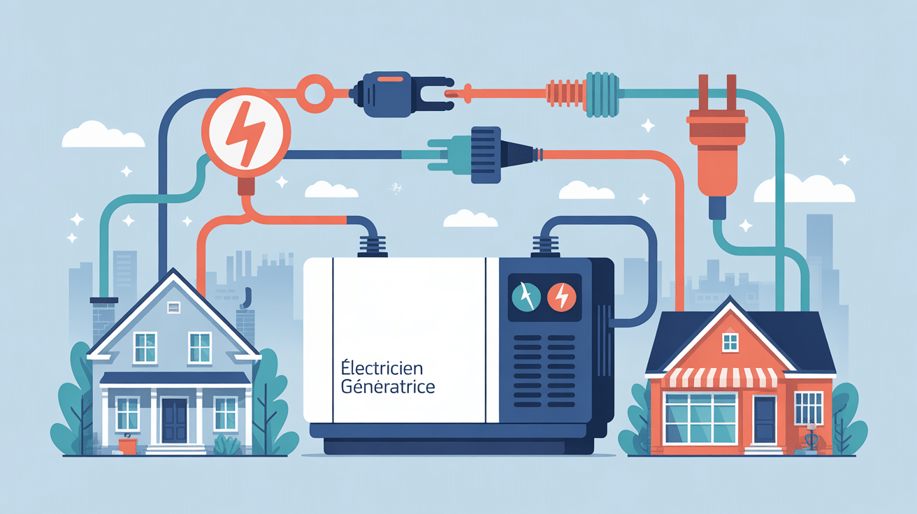 electricien generatrice illustration vectorielle maison et commerce