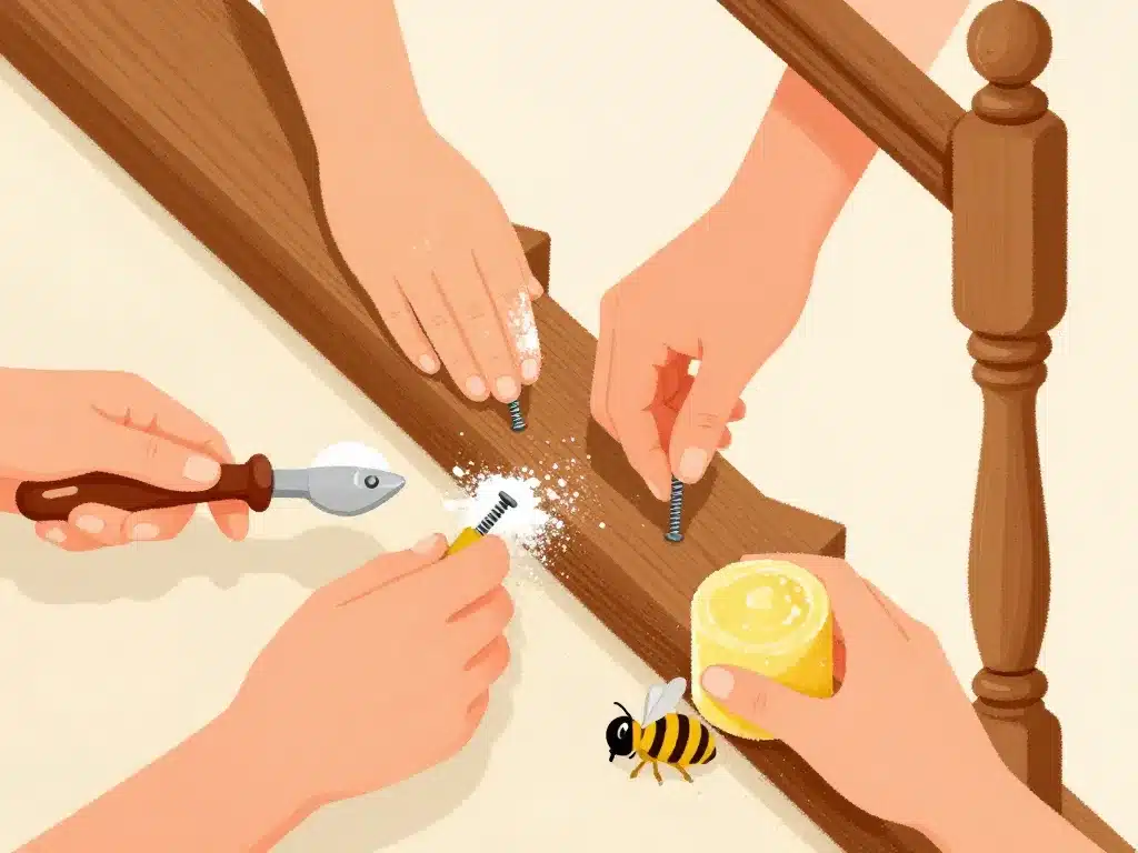 escalier qui grince wd40 entretien talc cire fixations