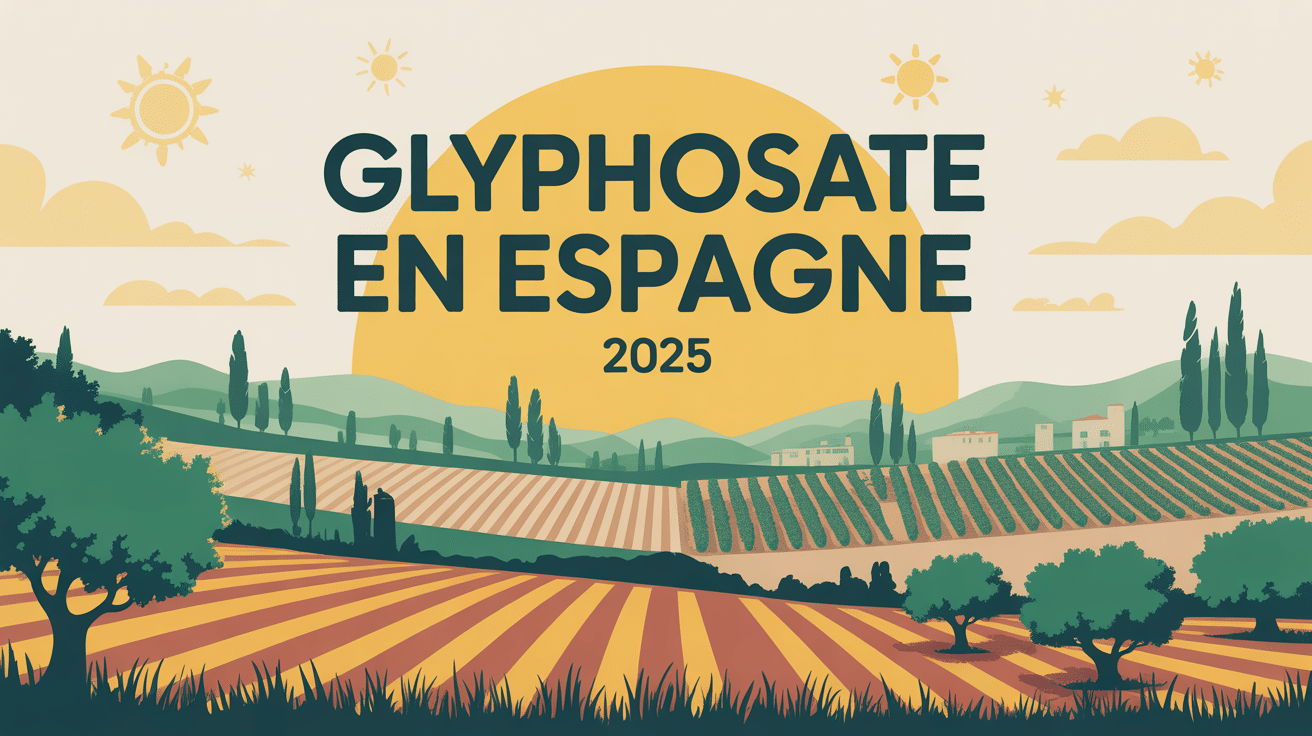 Illustration glyphosate espagne 2025 champs et oliveraies