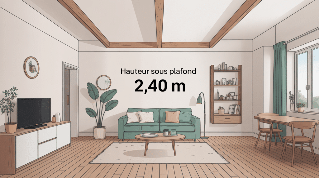 pièce lumineuse avec hauteur sous plafond 2m40
