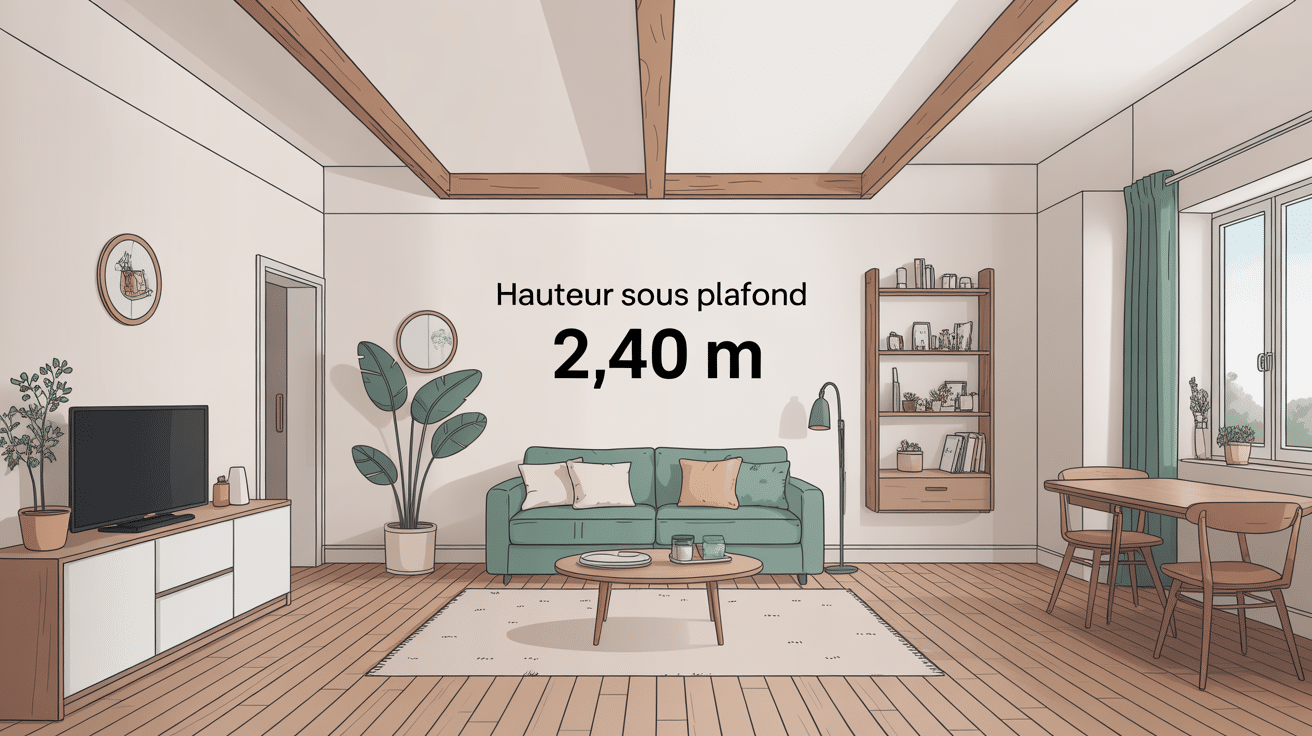 pièce lumineuse avec hauteur sous plafond 2m40