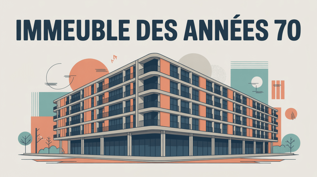 Illustration immeuble année 70 béton balcons rénovation
