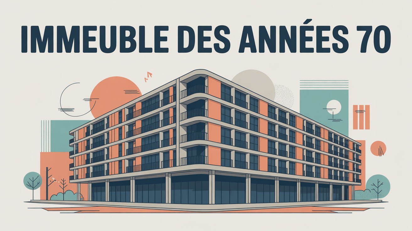 Illustration immeuble année 70 béton balcons rénovation