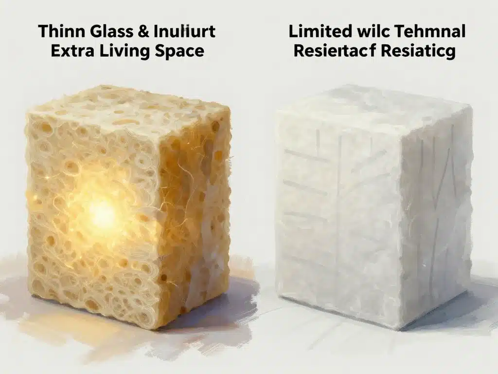 comparatif avantages limites isolant mince laine de verre visuel symbolique