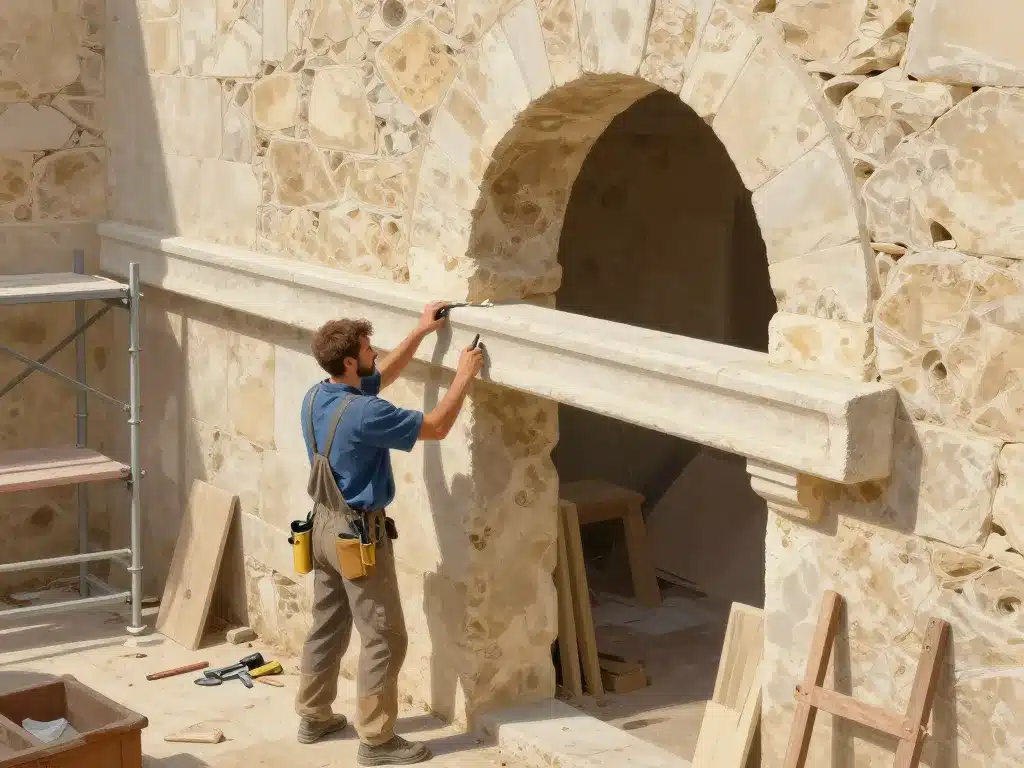 jambage ouverture mur en pierre mise en œuvre artisanal