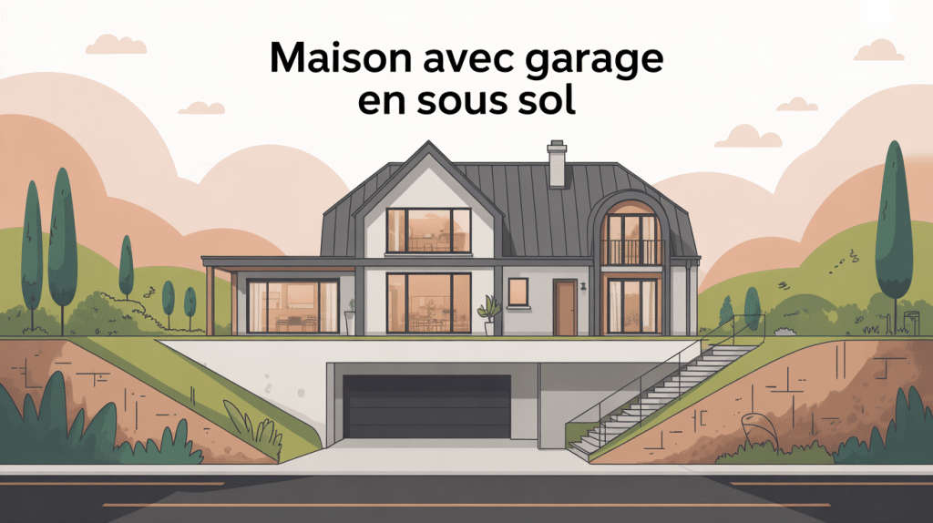maison avec garage en sous sol vue en coupe moderne