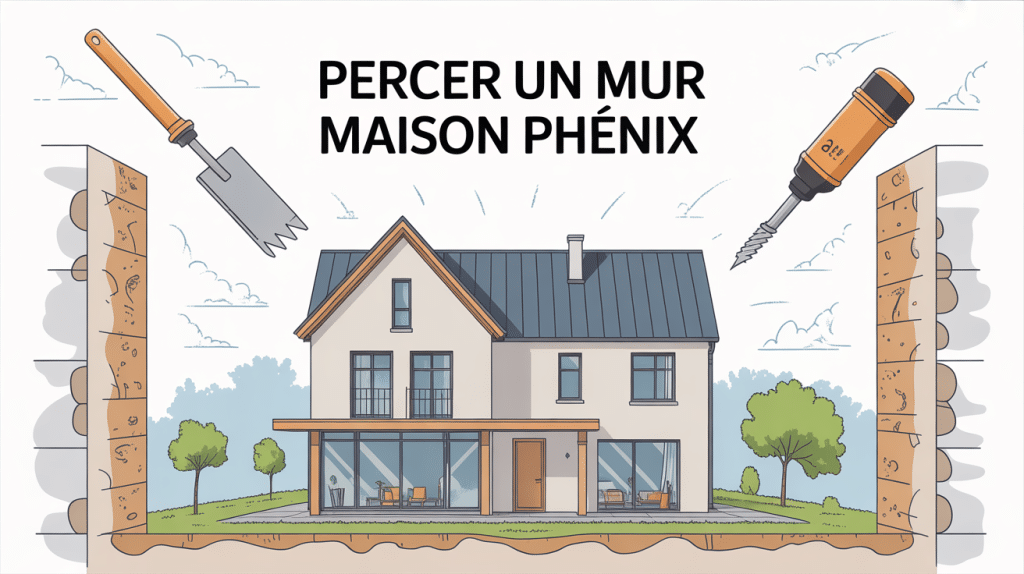 Percer mur maison Phénix, structure métallique, béton et isolation