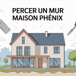 Percer mur maison Phénix, structure métallique, béton et isolation