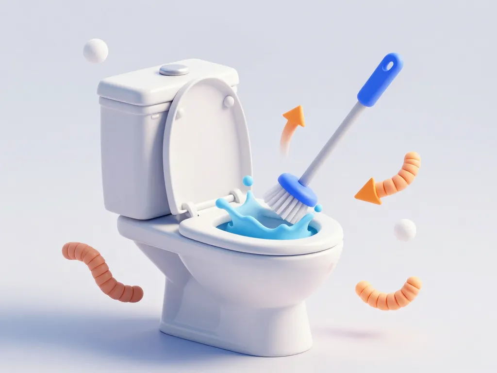 schéma nettoyage petit vers noir dans les toilettes