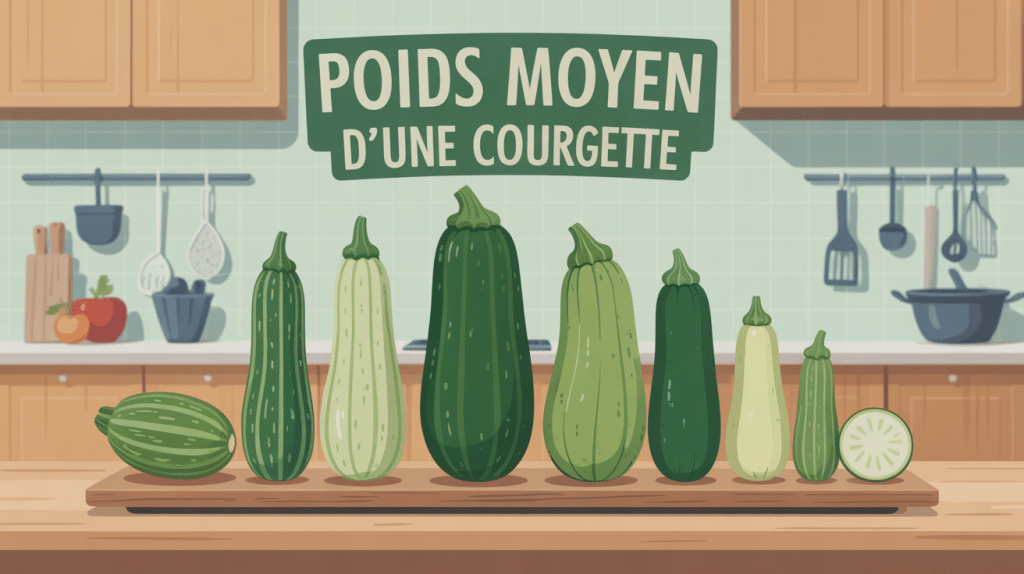 poid moyen d'une courgette sur balance de cuisine