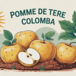 Pomme de terre Colomba tubercules jaunes sur terre fertile
