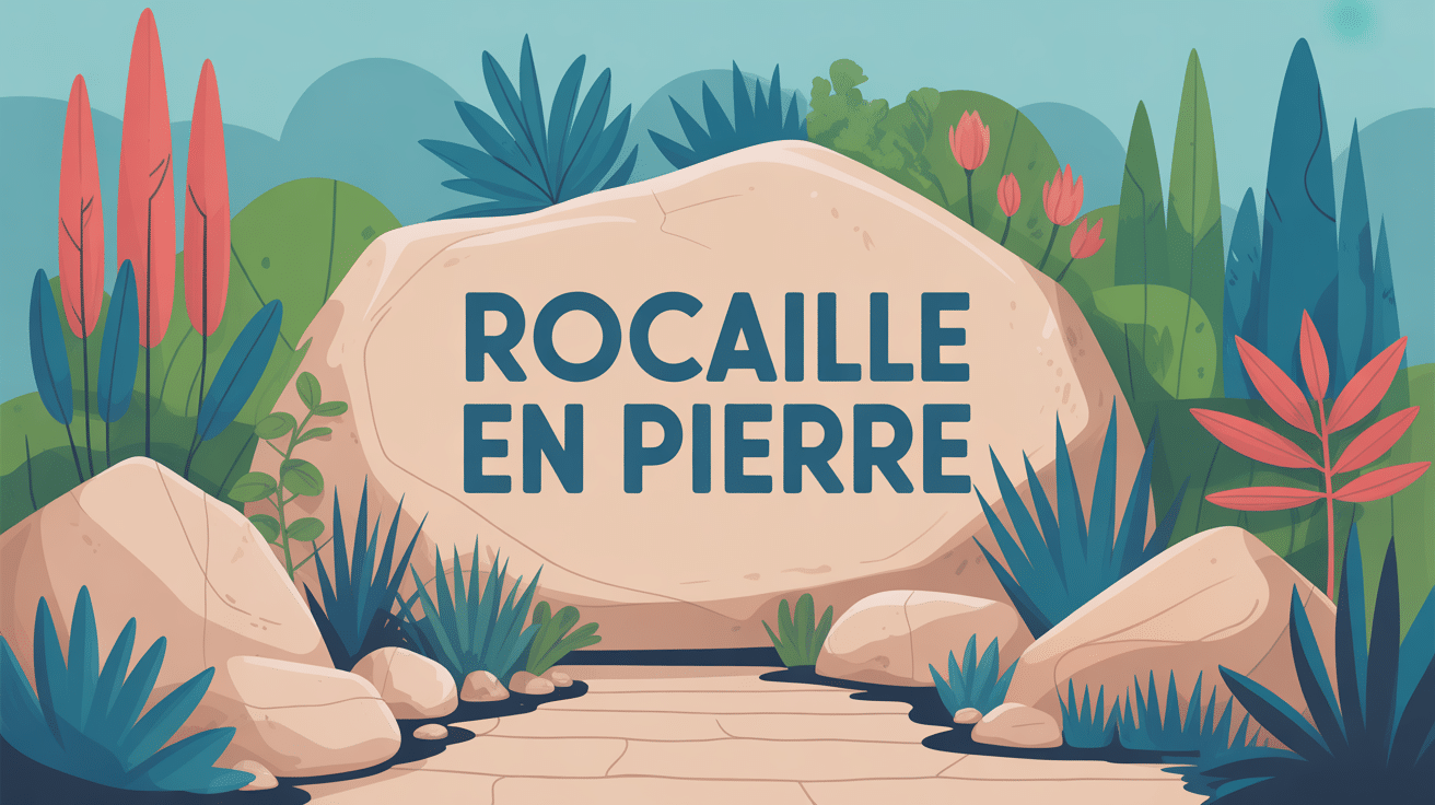 illustration rocaille en pierre au jardin