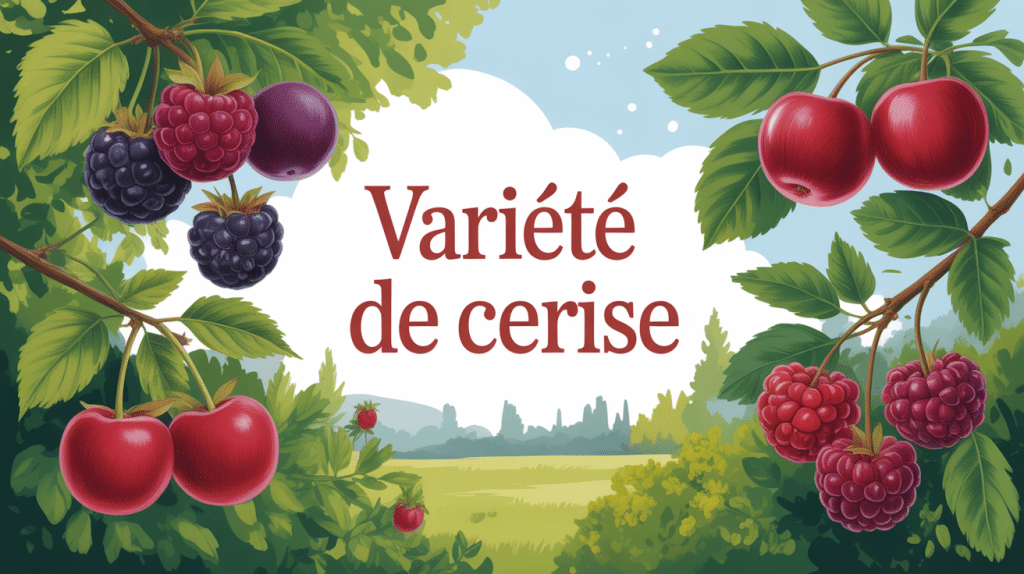illustration variétés cerise sur branches feuillues