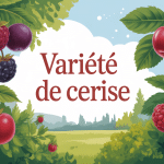 illustration variétés cerise sur branches feuillues