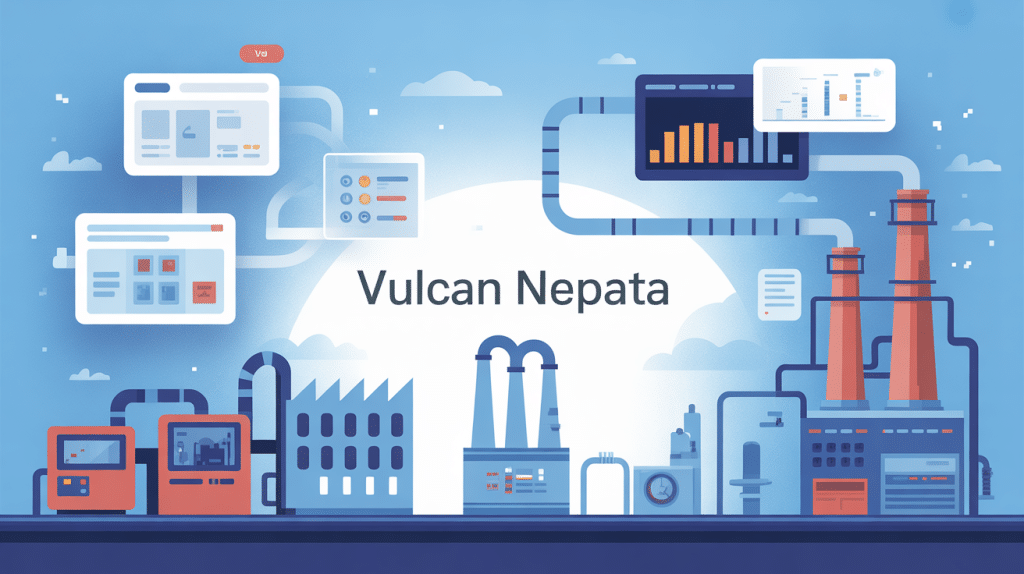 illustration vulcan nepata logiciel industriel, flux de données et usines