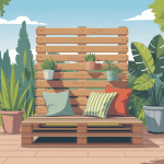 illustration brise vue palette bois DIY pour jardin ou terrasse