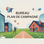 Illustration bureau plan de campagne installation entreprise