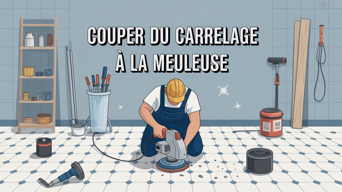 Illustration couper carrelage meuleuse atelier