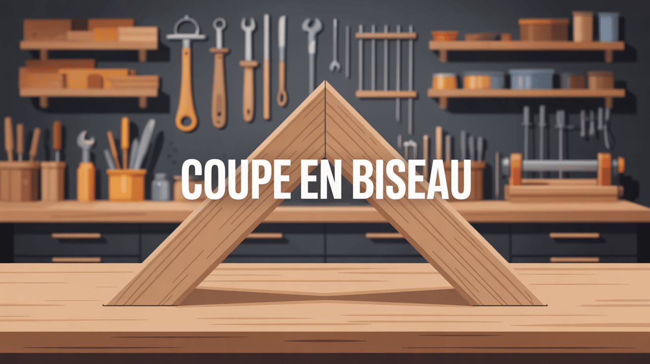 Deux planches assemblées à 45° en coupe en biseau
