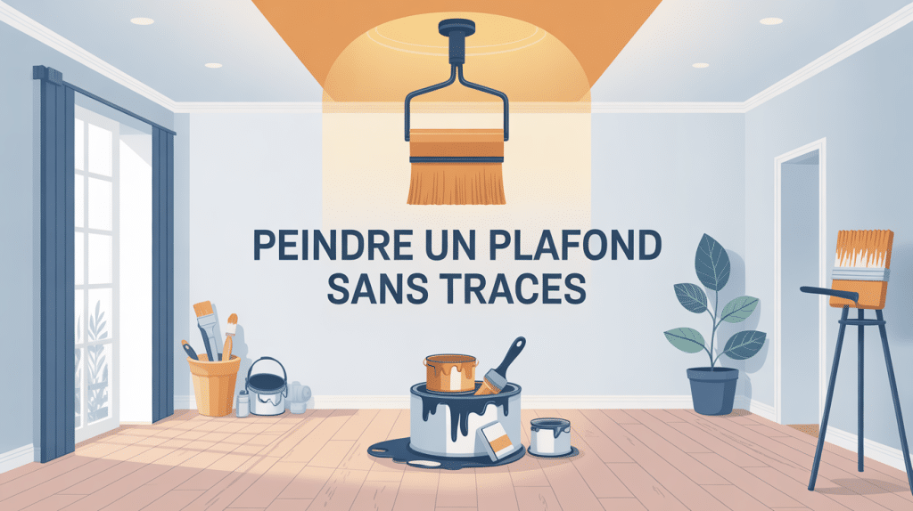 Illustration vectorielle expliquant dans quel sens peindre un plafond sans traces