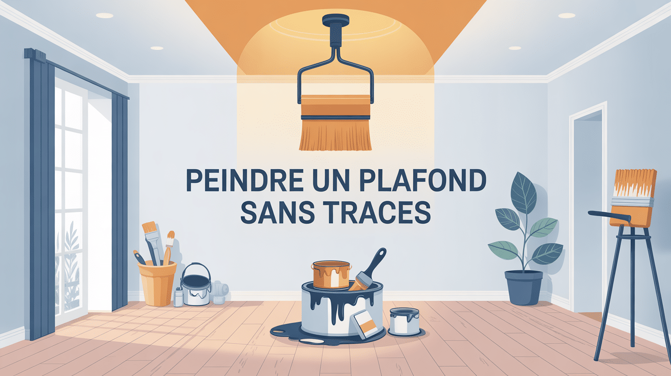 Illustration vectorielle expliquant dans quel sens peindre un plafond sans traces