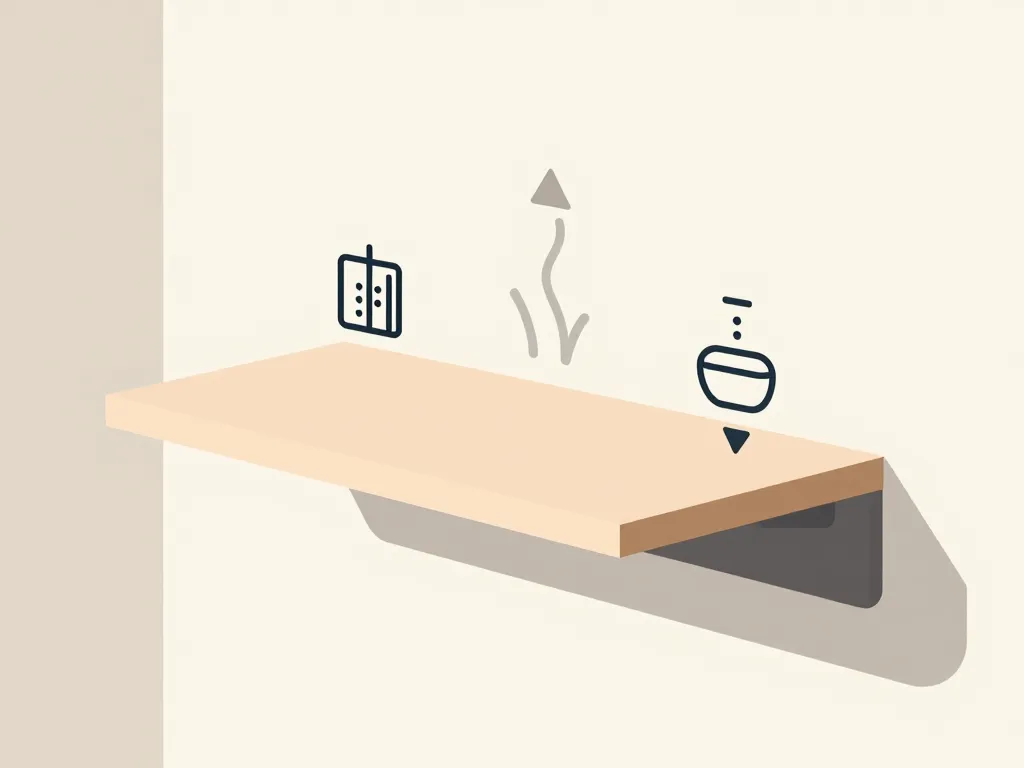 Schéma fixation plan de travail suspendu contraintes mur