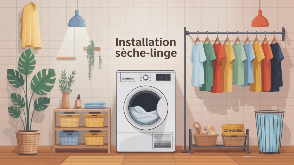 installation seche linge illustration buanderie moderne