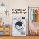 installation seche linge illustration buanderie moderne