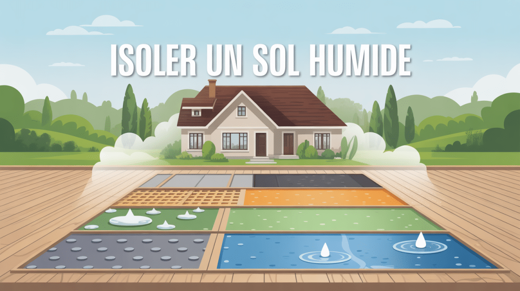 isoler un sol humide illustration coupe, signes et vapeur