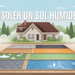 isoler un sol humide illustration coupe, signes et vapeur