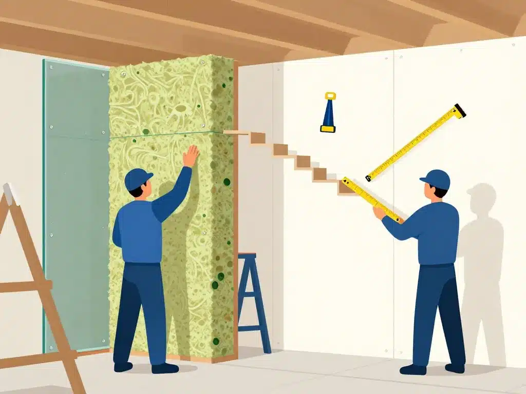 Installation laine de verre et placo, étapes clés