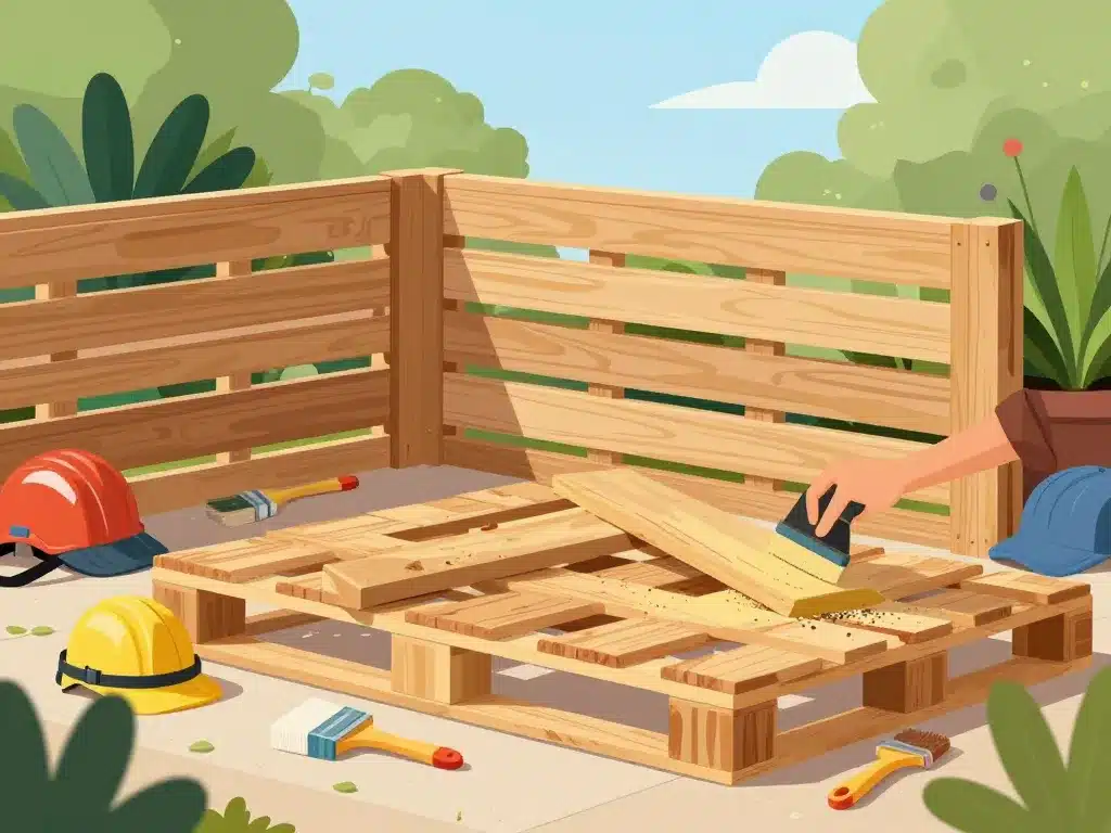 préparation brise vue palette nettoyage ponçage bois