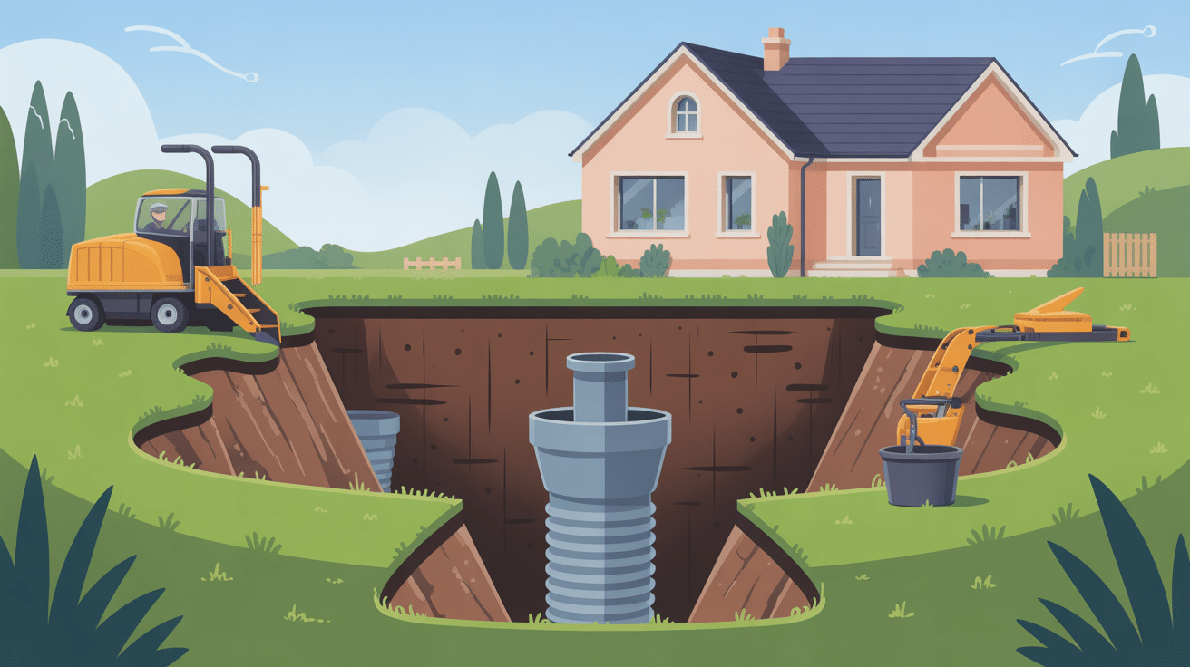 Illustration prix remplacement fosse septique maison terrain