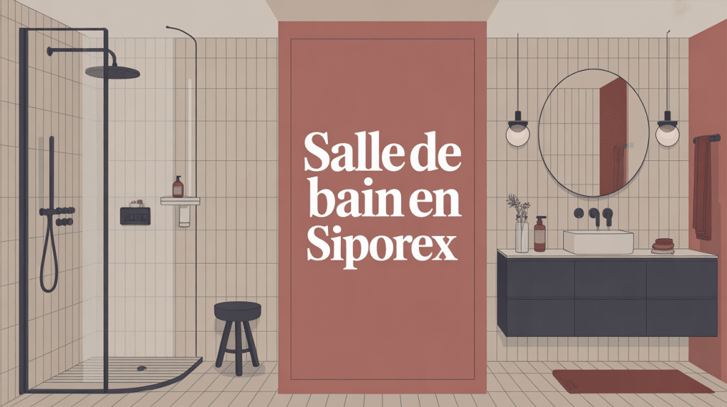 Salle de bain siporex avec douche italienne, cloisons et meuble maçonné