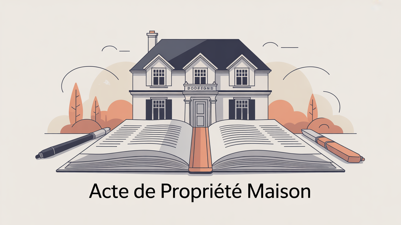 Illustration acte de propriété maison, documents et maison symbolique