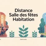 Distance entre salle des fêtes et habitation, séparation végétale, ambiance paisible