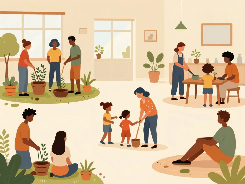 Habitants participatifs partage activités quotidien