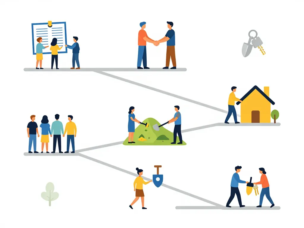 Schéma étapes habitats participatifs groupe à logement