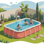 Illustration d'une piscine moins de 10m2 dans un jardin, réglementation