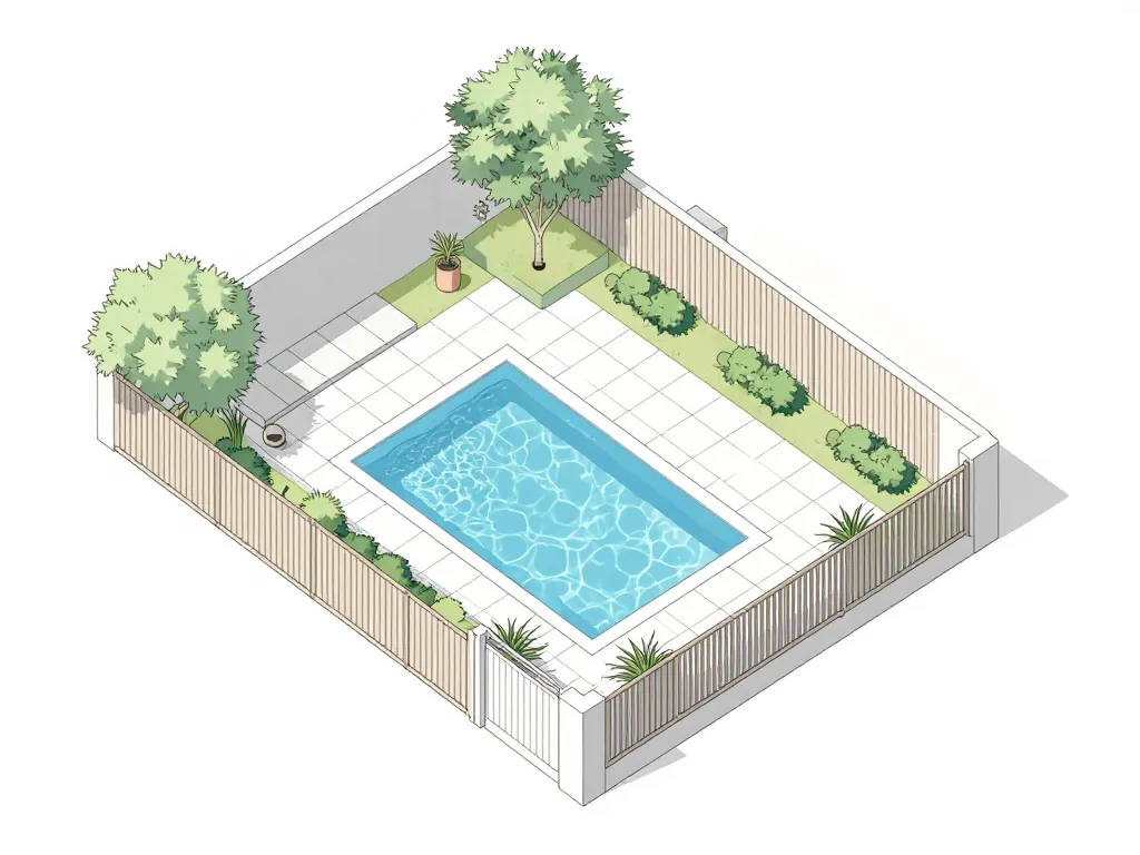 Schéma conceptuel des règles d’urbanisme piscine moins de 10m2
