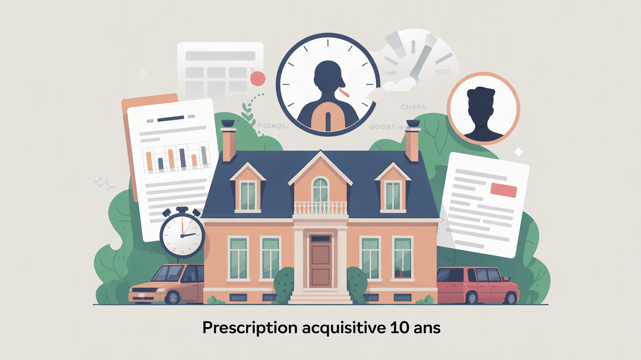 prescription acquisitive 10 ans maison documents légaux silhouettes