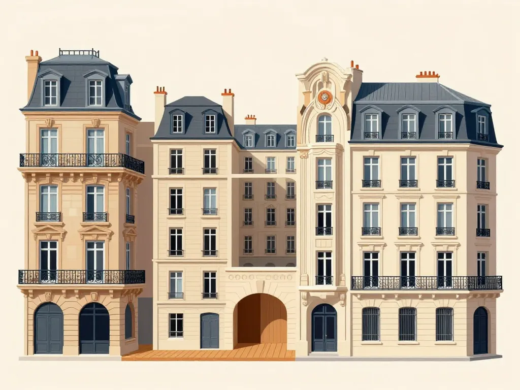 Réhabilitation de bâtiments anciens Paris illustration typologies et détails bâtiment